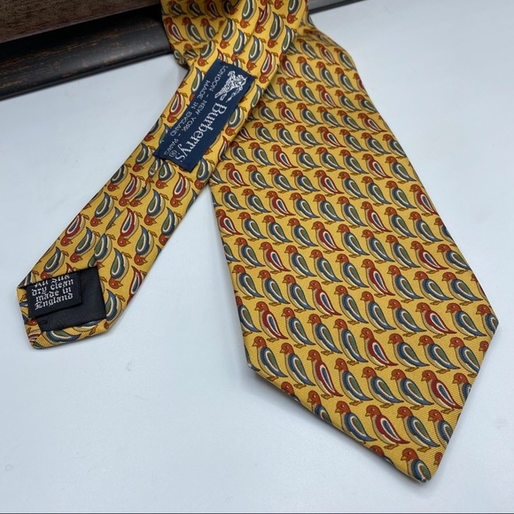 Burberry Gold Shearling Duck Silk Tie - Picture 2 of 6